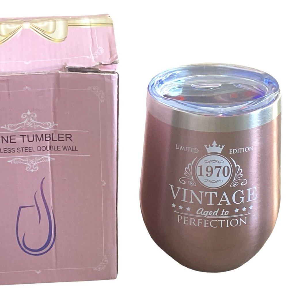 Rose Gold 12oz I Don’t Give A Sip Wine Insulated Tumbler W/ Lid Straw & Cleaner
